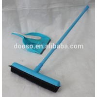 Telescopic Rod Adjustable Rubber Broom &Rubber Bush Set -Rubber Bristles with Built-in Squeegee Edge