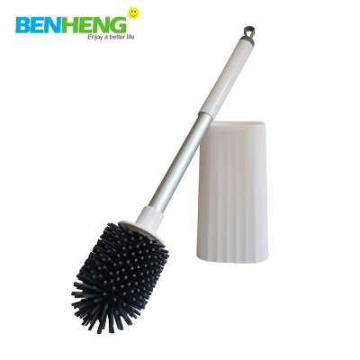 Soft Silicone Bristle Toilet Bowl Brush Non-slip Long Plastic Handle Bathroom Cleaning  Brush